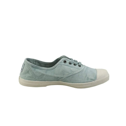 Natural World 102E Women's Canvas Sneakers in Blue, comfortable and versatile footwear for spring and outdoor activities, featuring a lace-up design and flat sole for easy wear. PlatiNum