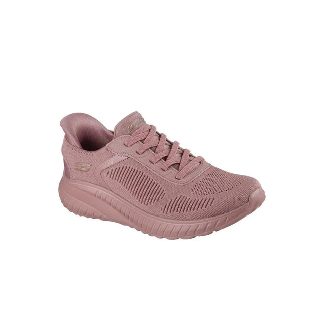 Skechers Bobs Squad Chaos Sneakers for Women in Vibrant Pink - Comfortable Cloud Goga Insoles, Lightweight Seamless Upper, Ideal for Casual and Sporty Outfits, Perfect Walking Shoes for Daily Use. PlatiNum