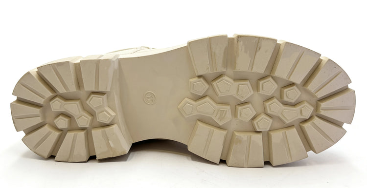 Beige combat boot with thick sole and side closure for women - lantian