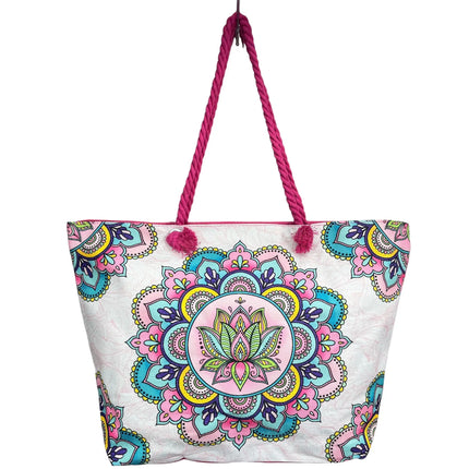 Borsa da spiaggia aggiornata da donna con stampa floreale - Grande capacità