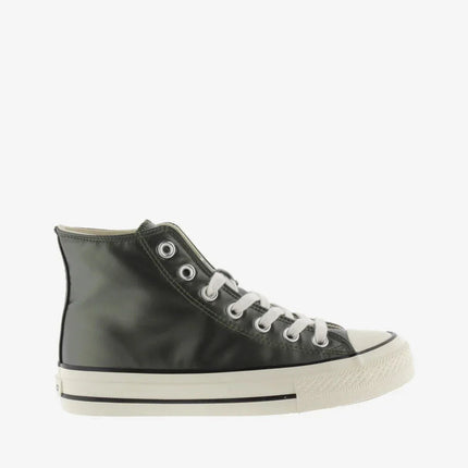 Victoria Women's High-Top Sneakers in Olive Green with Metallic Finish, 2.5 cm Platform, Rubber Sole, and Reinforced Toe, Perfect Comfortable Footwear for Casual Autumn Style. PlatiNum