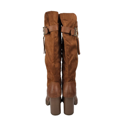Pasarela concept high heel boots for women camel color casual boot combined slouchy buckle