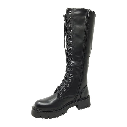 Eva zorteon- women's high military boots with laces and side zipper. Tulipano brand.