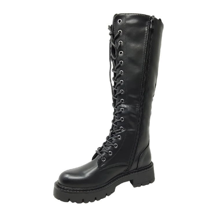 Eva zorteon- women's high military boots with laces and side zipper. Tulipano brand.