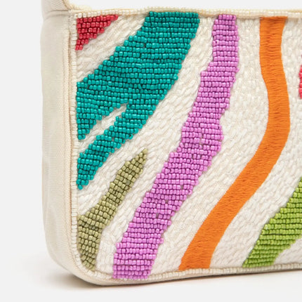 Borsa a tracolla Misako Salguer con rafia/perline da spiaggia