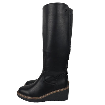 Pasarela concept women's high wedge boots black color casual boot elastic adjustable back zipper