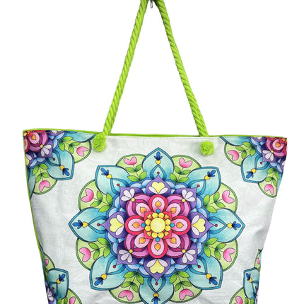 Borsa da spiaggia aggiornata da donna con stampa floreale - Grande capacità