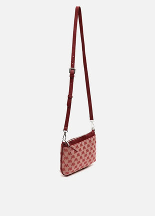 Borsa a tracolla piccola Misako Mongra con manico a mano e stampa monogramma ED. Tasca per il denaro