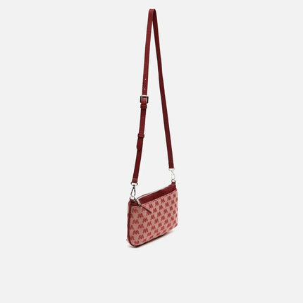 Borsa a tracolla piccola Misako Mongra con manico a mano e stampa monogramma ED. Tasca per il denaro
