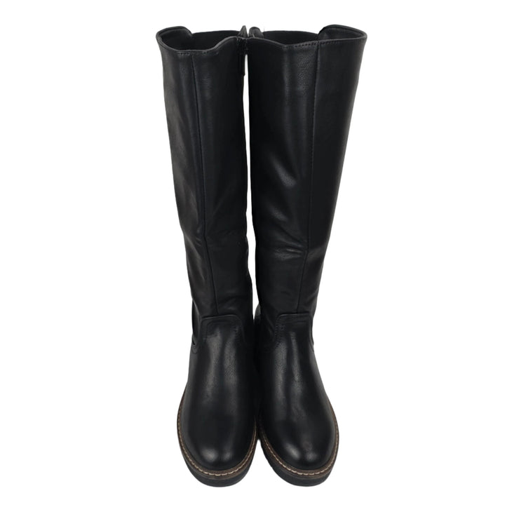 Pasarela concept women's high wedge boots black color casual boot elastic adjustable back zipper