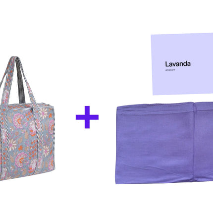 Beach bag, pool bag, padded bag with Indian floral print. Block print.