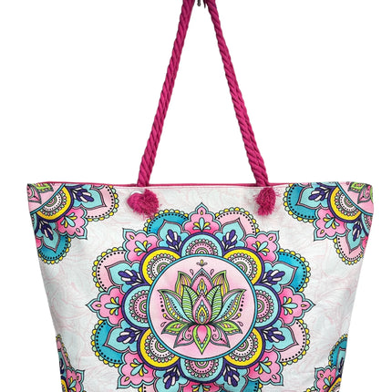Borsa da spiaggia aggiornata da donna con stampa floreale - Grande capacità