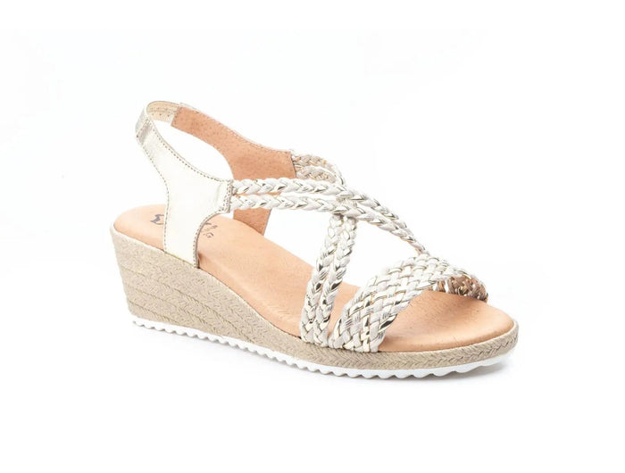 Braided wedge sandals various colors made in spain model 3326 sizes 36 to 41 jam PlatiNum
