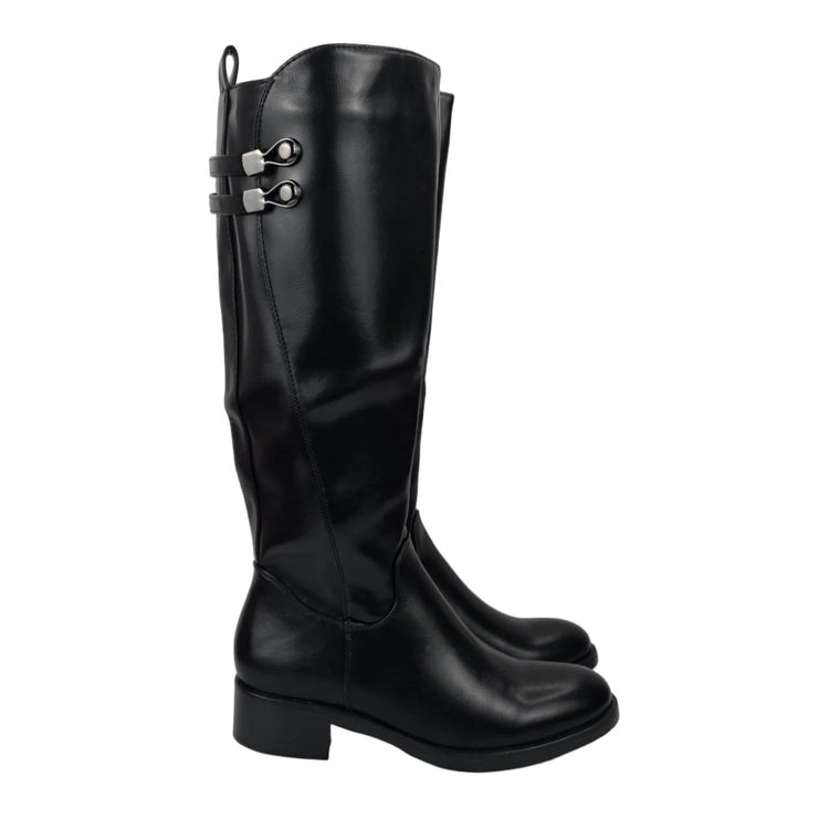 Pasarela concept high heel boots women color black casual boot elastic lycra cuff wide