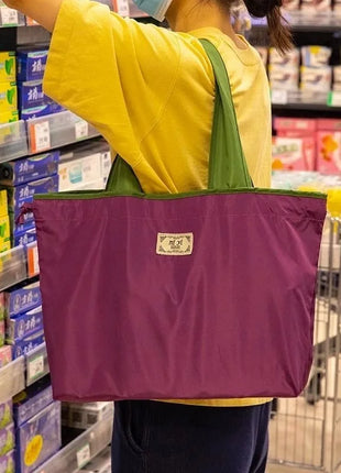 Borsa per la spesa grande pieghevole MIGLIORATA con coulisse in tinta unita, dimensioni 53 * 44 cm