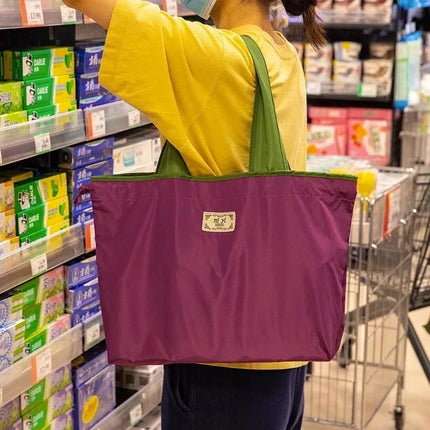 Borsa per la spesa grande pieghevole MIGLIORATA con coulisse in tinta unita, dimensioni 53 * 44 cm