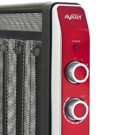 Mica Heater 2000W by Avant, fast and efficient electric radiator with adjustable thermostat, 2 power levels (1000W/2000W), modern safety features including overheating protection and anti-tip design, ideal for home heating.