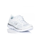 Skechers Women's Sneakers SKECHERS 12982 in White, featuring lightweight cushioned sole for all-day comfort, breathable upper for perfect fit, and durable construction for lasting use, ideal for casual or sporty looks. PlatiNum