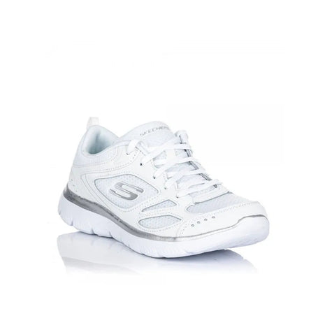 Skechers Women's Sneakers SKECHERS 12982 in White, featuring lightweight cushioned sole for all-day comfort, breathable upper for perfect fit, and durable construction for lasting use, ideal for casual or sporty looks. PlatiNum