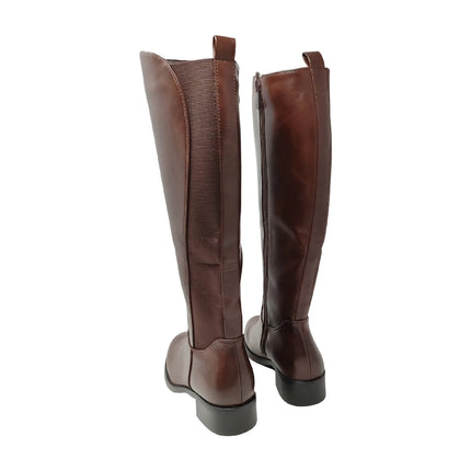 Women's knee-high riding boots with 3.5 cm low heel - evazorteon