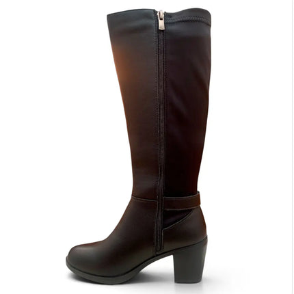 Relax4you r105 women's high heel boot in black leather with elastic shaft 106613 women's boots women's brands relax4you