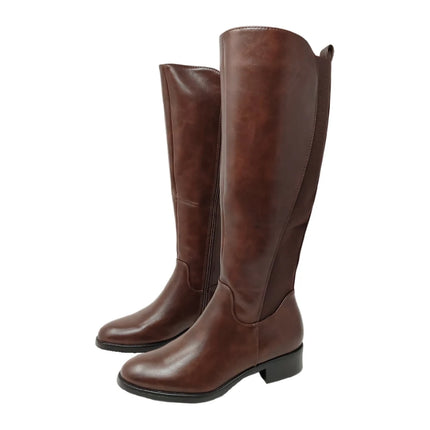 Women's knee-high riding boots with 3.5 cm low heel - evazorteon