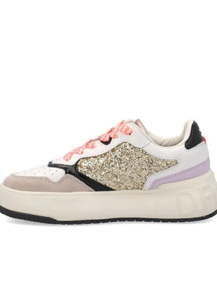 Metalized D.FRANKLIN DFSH321089 Sneakers for Women, comfortable footwear with a flat platform sole, perfect for spring and casual outings. PlatiNum