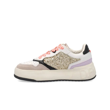 Metalized D.FRANKLIN DFSH321089 Sneakers for Women, comfortable footwear with a flat platform sole, perfect for spring and casual outings. PlatiNum