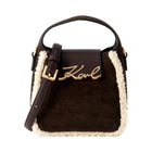 Borsa Hobo in pelle scamosciata KARL LAGERFELD con shearling K/Signature color cioccolato