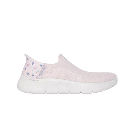 Skechers Slip-ins Go Walk Flex Sneakers for Women in Pink, featuring a flexible sole, lightweight cushioning, and ergonomic fit for comfortable all-day wear, ideal for casual and sporty looks. PlatiNum