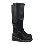 Pasarela concept women's high wedge boots black color casual boot elastic adjustable back zipper