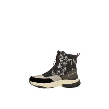 Anekke real women's sports ankle boot - lyon 413 model - black and metallic color - front zipper closure - height approx. 20 cm