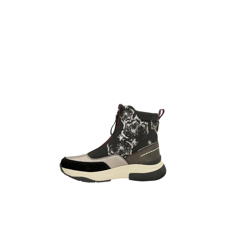 Anekke real women's sports ankle boot - lyon 413 model - black and metallic color - front zipper closure - height approx. 20 cm