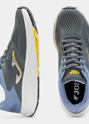 Joma R.Speed Men 2512 Grey Running Shoes offer excellent traction and cushioning, designed for men's training and asphalt races, featuring breathable mesh lining and rubber material for enhanced durability. PlatiNum