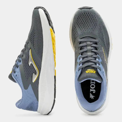Joma R.Speed Men 2512 Grey Running Shoes offer excellent traction and cushioning, designed for men's training and asphalt races, featuring breathable mesh lining and rubber material for enhanced durability. PlatiNum
