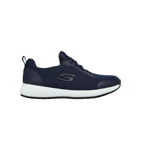 Skechers Work Squad Sr Women's Sneakers, ergonomic design for all-day comfort, reinforced toe, durable materials for work environments, and non-slip sole for safety on smooth surfaces. PlatiNum