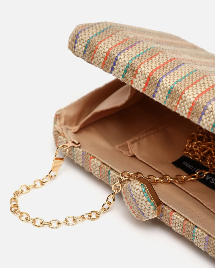 Borsa da festa piccola effetto rafia Nina Raffia / Beach Misako