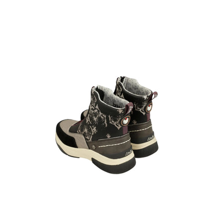 Anekke real women's sports ankle boot - lyon 413 model - black and metallic color - front zipper closure - height approx. 20 cm
