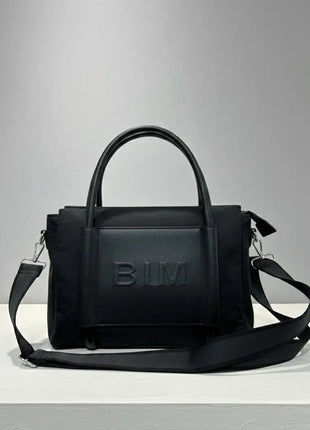Borsa da donna in nylon e ecopelle |   Borsa shopper con manico lungo |   Ideale per tablet e uso quotidiano
