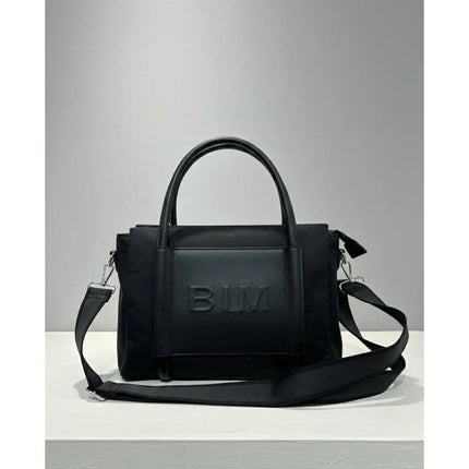 Borsa da donna in nylon e ecopelle |   Borsa shopper con manico lungo |   Ideale per tablet e uso quotidiano
