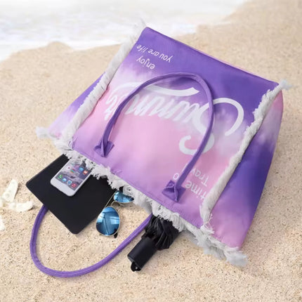 MIGLIORATA borsa da spiaggia o da piscina con stampe frasi colorate |   MISURA modello estivo 55 cm × 37 cm × 19 cm
