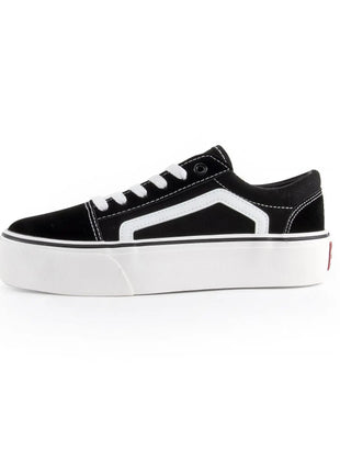 ANDY-Z AZ2001 Black Canvas Sneakers for Women, Lace-up Closure, Comfortable Thick Sole, Textile Material, Ideal Footwear for Casual and Outdoor Use, Perfect for Spring and Autumn, Versatile Women's Shoes. PlatiNum