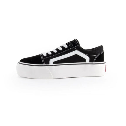 ANDY-Z AZ2001 Black Canvas Sneakers for Women, Lace-up Closure, Comfortable Thick Sole, Textile Material, Ideal Footwear for Casual and Outdoor Use, Perfect for Spring and Autumn, Versatile Women's Shoes. PlatiNum
