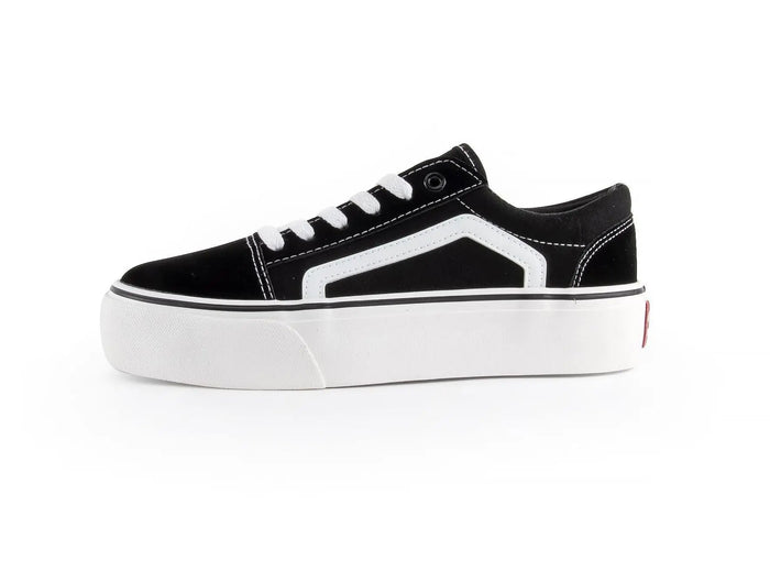 ANDY-Z AZ2001 Black Canvas Sneakers for Women, Lace-up Closure, Comfortable Thick Sole, Textile Material, Ideal Footwear for Casual and Outdoor Use, Perfect for Spring and Autumn, Versatile Women's Shoes. PlatiNum