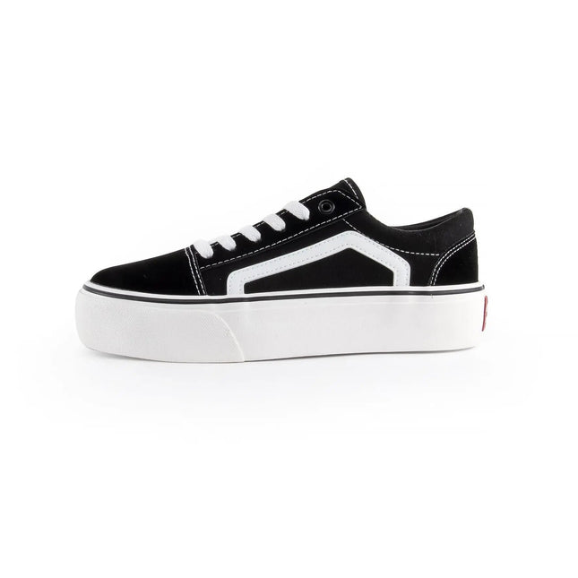 ANDY-Z AZ2001 Black Canvas Sneakers for Women, Lace-up Closure, Comfortable Thick Sole, Textile Material, Ideal Footwear for Casual and Outdoor Use, Perfect for Spring and Autumn, Versatile Women's Shoes. PlatiNum