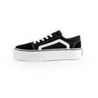 ANDY-Z AZ2001 Black Canvas Sneakers for Women, Lace-up Closure, Comfortable Thick Sole, Textile Material, Ideal Footwear for Casual and Outdoor Use, Perfect for Spring and Autumn, Versatile Women's Shoes. PlatiNum