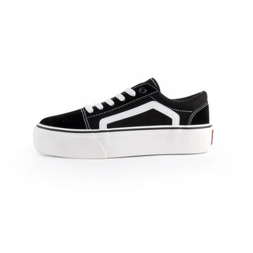 ANDY-Z AZ2001 Black Canvas Sneakers for Women, Lace-up Closure, Comfortable Thick Sole, Textile Material, Ideal Footwear for Casual and Outdoor Use, Perfect for Spring and Autumn, Versatile Women's Shoes. PlatiNum