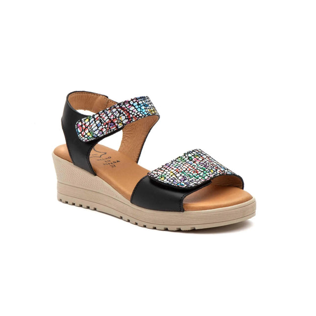 Women's wedge sandals with velcro made in spain model e647 sizes 36 to 41 high style PlatiNum