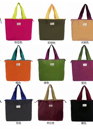 Borsa per la spesa grande pieghevole MIGLIORATA con coulisse in tinta unita, dimensioni 53 * 44 cm