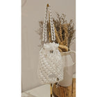 Borsa per Confetti da Sposa in Crochet Bianco, Design Fatto a Mano con Chiusura Regolabile e Manico Intrecciato, Stile Romantico ed Elegante, Ideale per Matrimoni ed Eventi Speciali